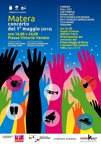 Concerto del Primo Maggio 2018 a Matera di Cgil, Cisl e Uil: special guest Indigo Face