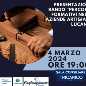 Presentazione bando "Percorsi formativi nelle aziende artigiane lucane” a Tricarico