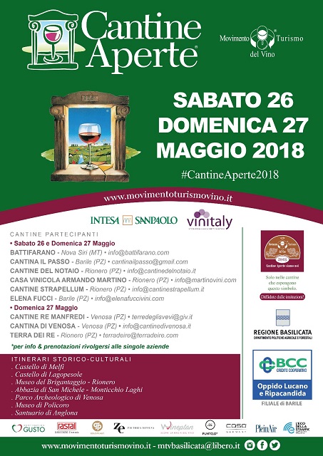 Cantine Aperte il 26 e 27 maggio e rilancio enoturismo in Basilicata, intervento assessore Braia