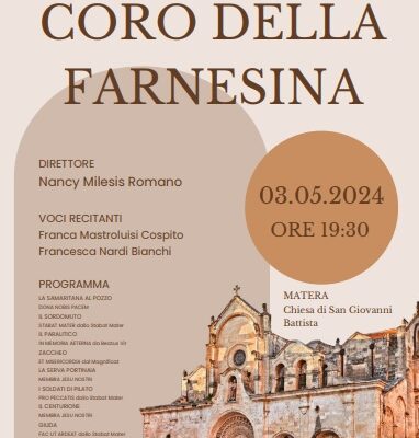 Concerto del Coro femminile del Ministero degli Affari Esteri e della Cooperazioni Internazionale (Coro della Farnesina) a Matera