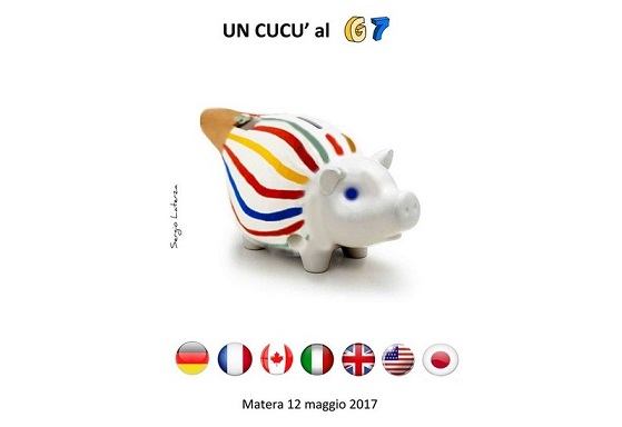 G7 Finanze il 12 maggio a Matera: cucù-maialino "salvadanaio" di Sergio Laterza, informazioni utili per materani e turisti