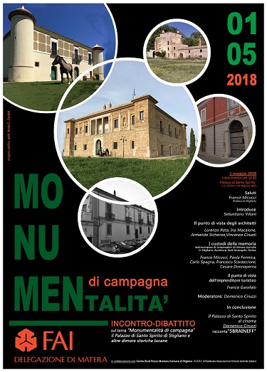 FAI Matera presenta l'incontro "Monumentalità di Campagna - Il Palazzo di Santo Spirito di Stigliano e altre dimore storiche lucane"