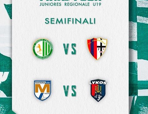 Calcio, final four juniores regionale under 19, sorteggiate le semifinali: Matera Città dei Sassi-Angelo Cristofaro Oppido e Lycos Potenza-Francavilla.