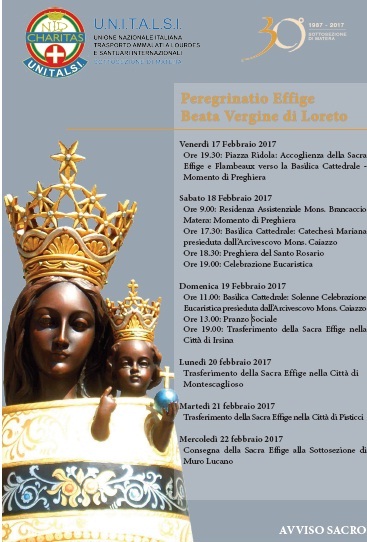 Peregrinatio sacra effige della Madonna di Loreto a Matera, Irsina, Montescaglioso e Pisticci