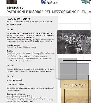 Fondazione Fortunato presenta i seminari su "Patrimoni e risorse del Mezzogiorno d'Italia" a Rionero in Vulture