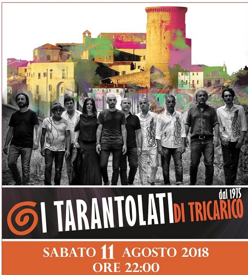 I Tarantolati di Tricarico in concerto l'11 agosto sul piazzale Torre